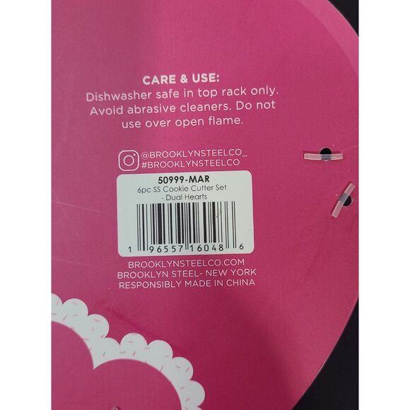 BKLYN Steel Co Valentines Day Cookie Cutter 6 Pieces 3"-3.5" Hearts Lips Love - Picture 4 of 5